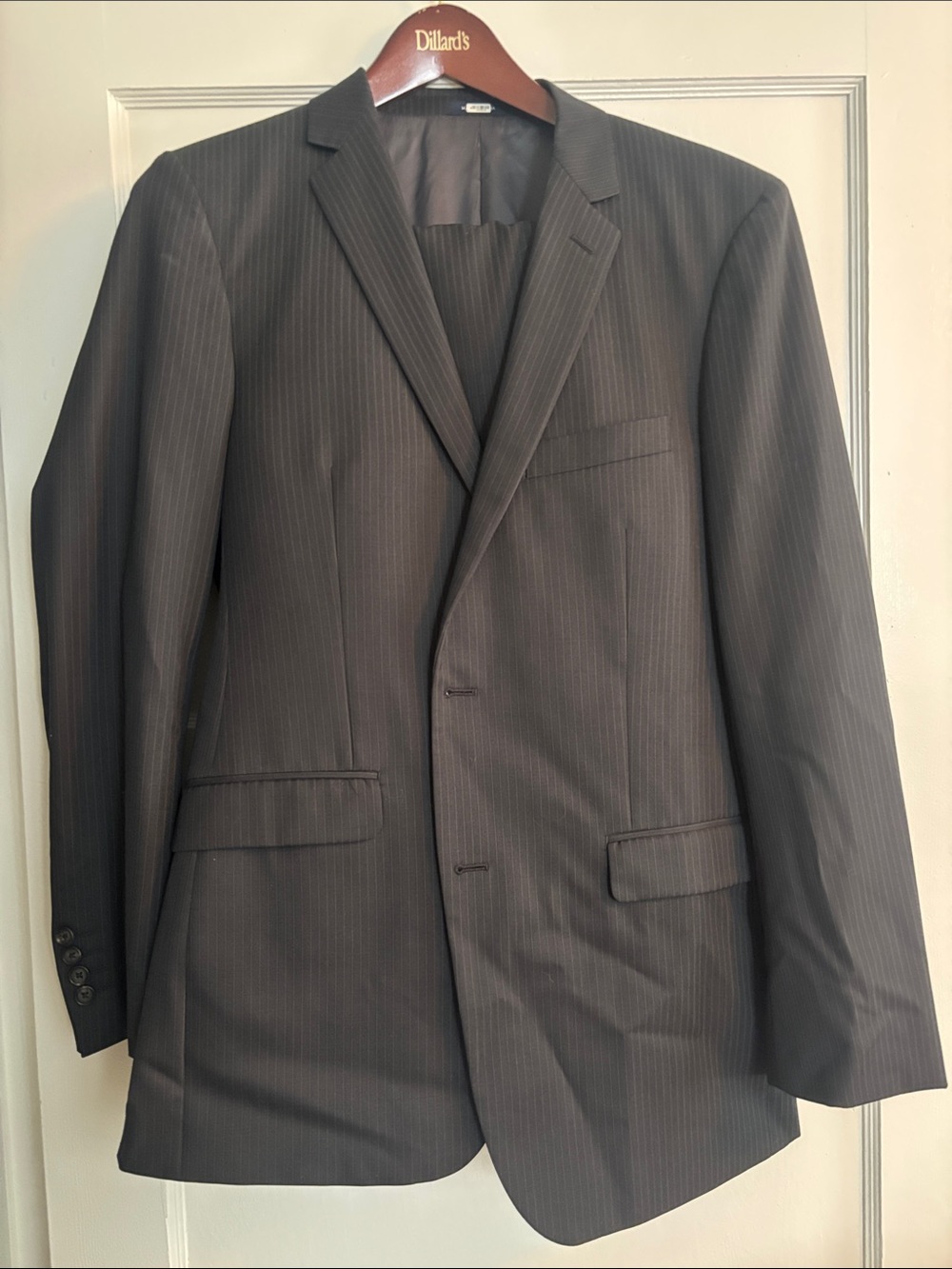Black pinstripe Ralph Lauren suit jacket